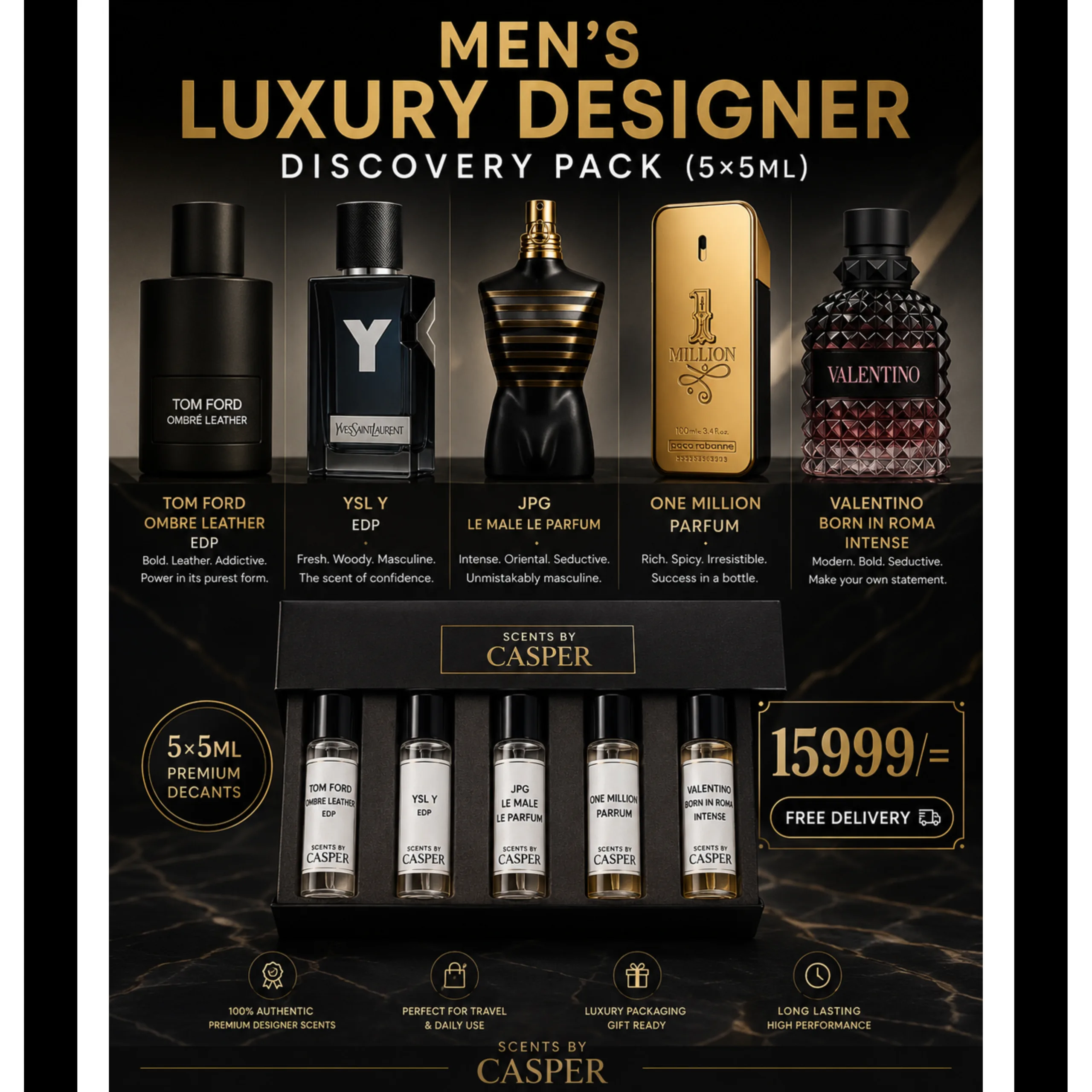 men’s Luxury Designer Discovery Pack (5×5ML)